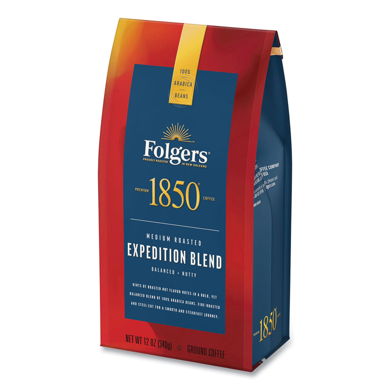 1850 Coffee, Expedition Blend (formerly Pioneer Blend), Medium Roast, Ground, 12 oz Bag, 6/Carton