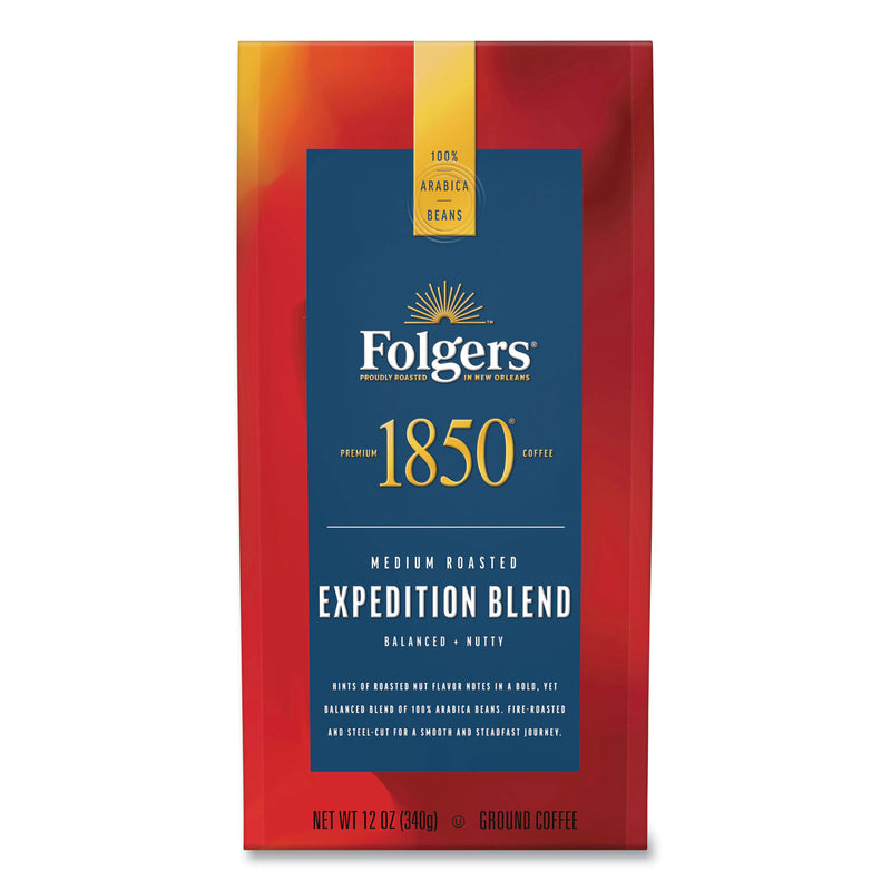 1850 Coffee, Expedition Blend (formerly Pioneer Blend), Medium Roast, Ground, 12 oz Bag, 6/Carton