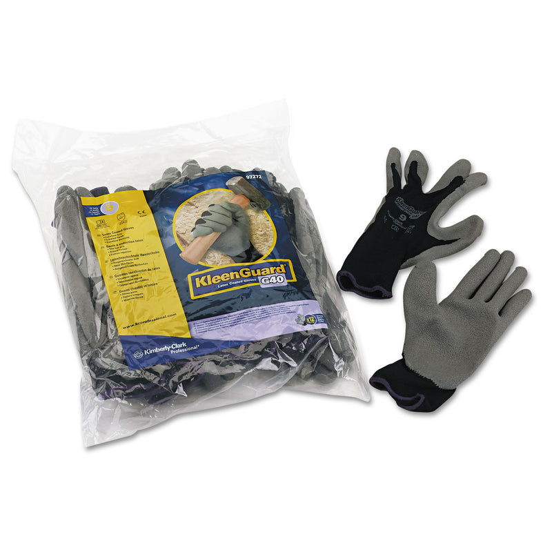 KleenGuard G40 Latex Coated Poly-Cotton Gloves, 250 mm Length, Large/Size 9, Gray, 12 Pairs