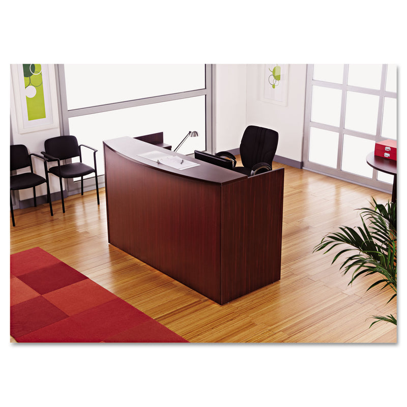 Alera Valencia Series Reception Desk with Transaction Counter, 71" x 35.5" x 29.5" to 42.5", Mahogany