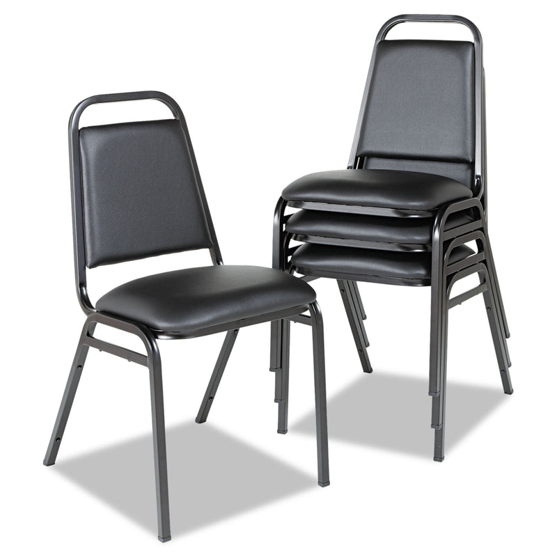 Alera Padded Steel Stacking Chair, Supports Up to 250 lb, Black, 4/Carton