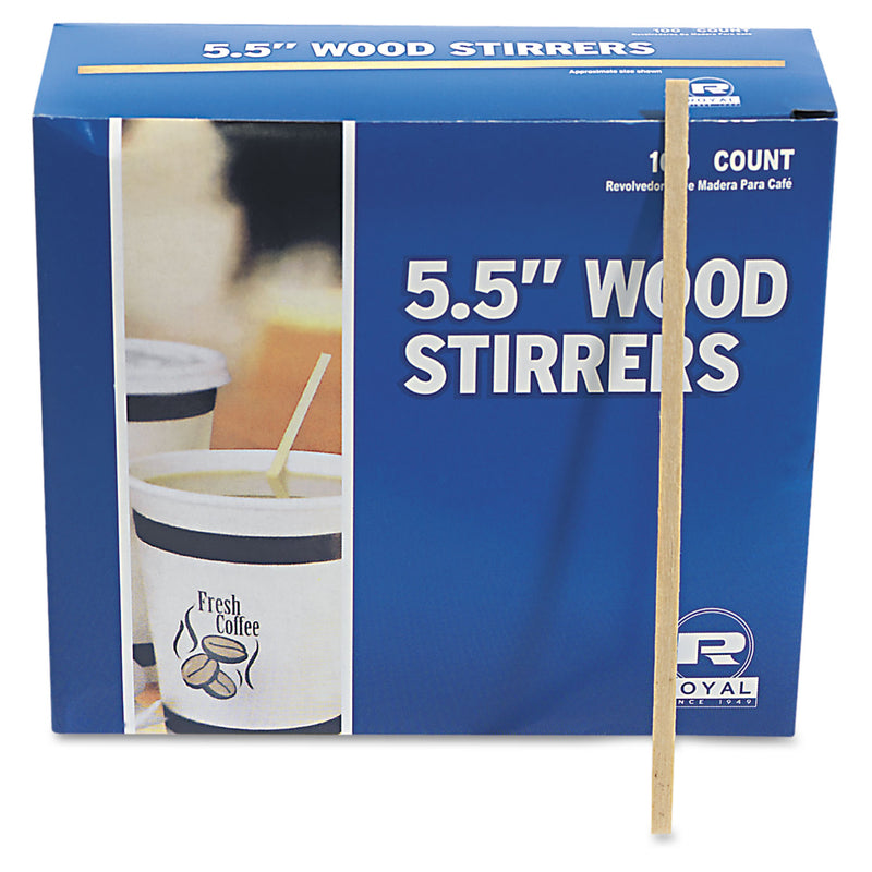 AmerCareRoyal Wood Coffee Stirrers, 5.5", 10,000/Carton