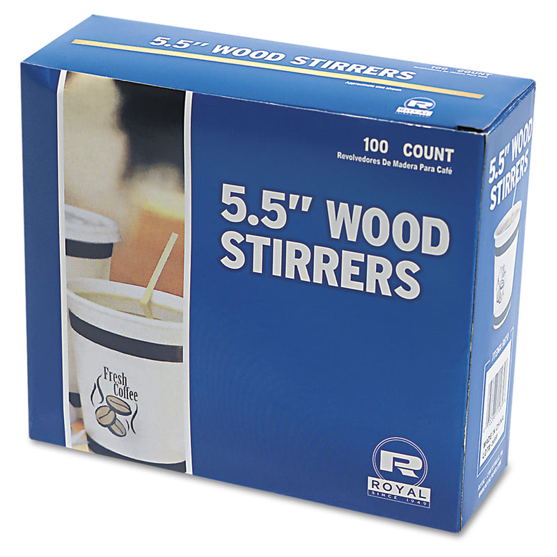 AmerCareRoyal Wood Coffee Stirrers, 5.5", 10,000/Carton