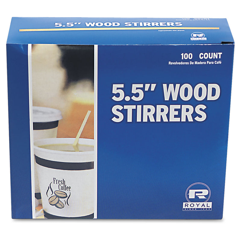 AmerCareRoyal Wood Coffee Stirrers, 5.5", 10,000/Carton