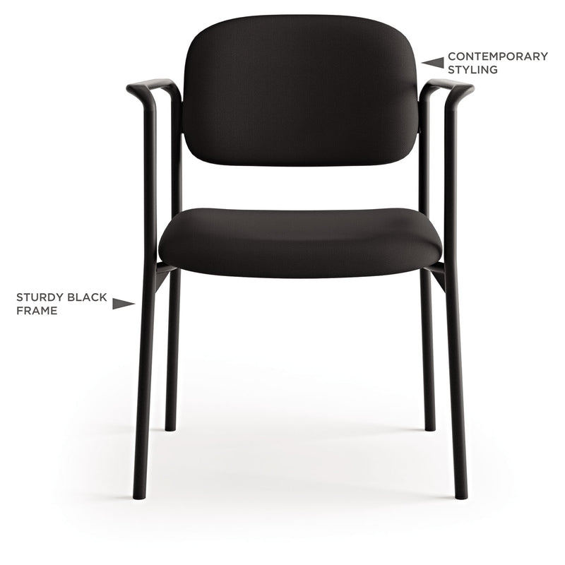 HON VL616 Stacking Guest Chair with Arms, Supports Up to 250 lb, Charcoal Seat/Back, Black Base