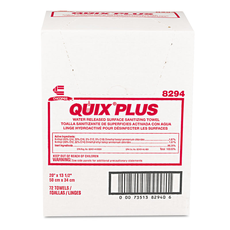 Chix Quix Plus Cleaning and Sanitizing Towels, 13.5 x 20, Pink, 72/Carton