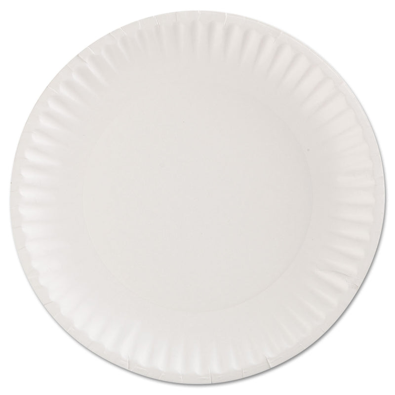 AJM Packaging Corporation Gold Label Coated Paper Plates, 9" dia, White, 100/Pack, 10 Packs/Carton