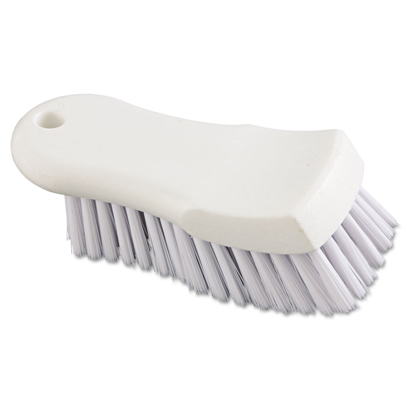 Boardwalk Scrub Brush, White Polypropylene Bristles, 6" Brush, 6" Handle