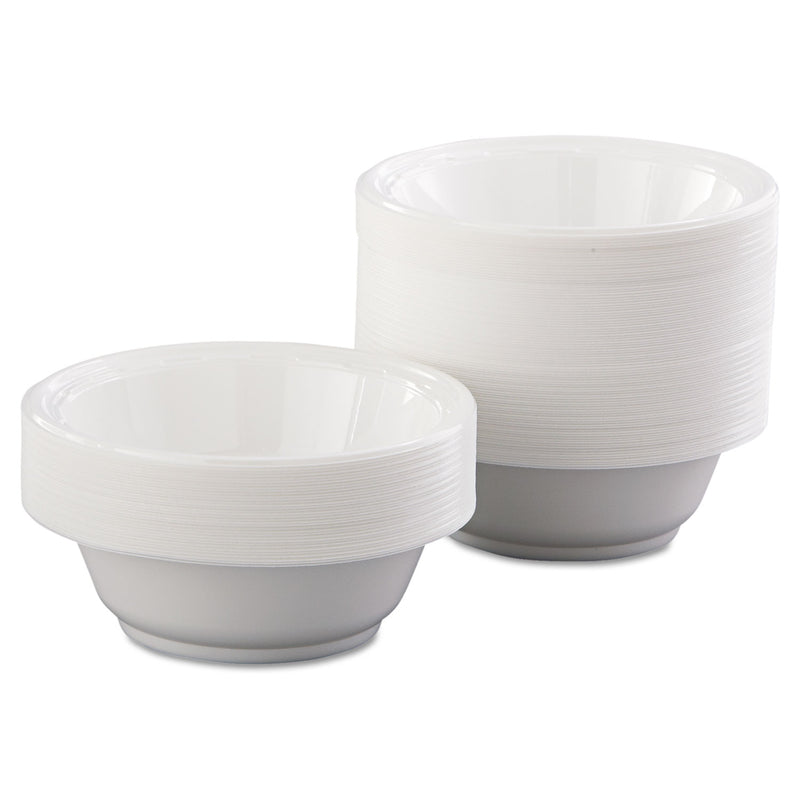 Dart Famous Service Plastic Dinnerware, Bowl, 12 oz, White, 125/Pack, 8 Packs/Carton