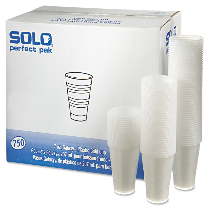 Dart High-Impact Polystyrene Cold Cups, Perfect Pak, 7 oz, Translucent, 750/Carton