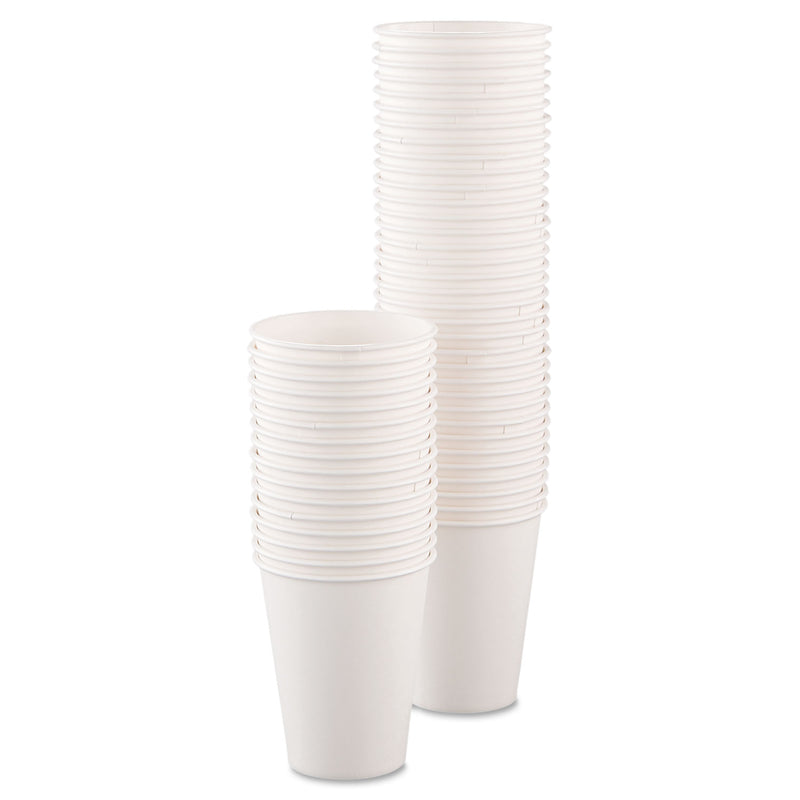 Dart Single-Sided Poly Paper Hot Cups, 8 oz, White, 50/Bag, 20 Bags/Carton