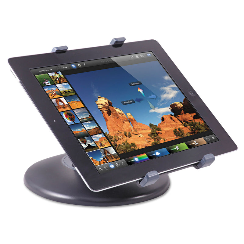 Kantek Stand for 7" to 10" Tablets, Swivel Base, Plastic, Black