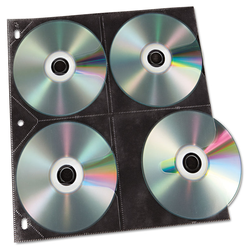 Vaultz Two-Sided CD Refill Pages for Three-Ring Binder, 8 Disc Capacity, Clear/Black, 50/Pack