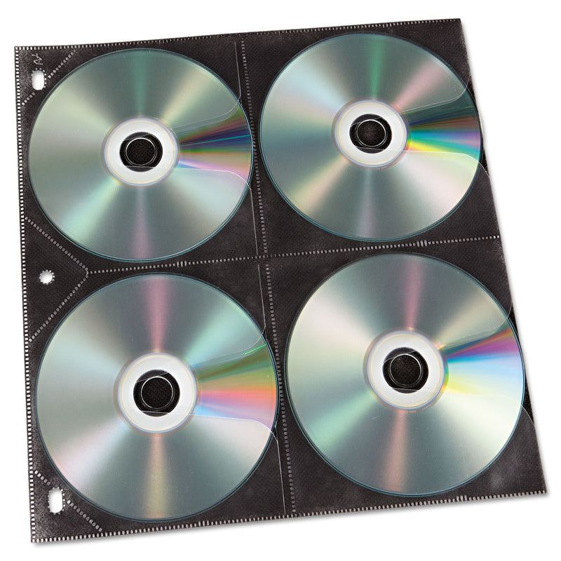 Vaultz Two-Sided CD Refill Pages for Three-Ring Binder, 8 Disc Capacity, Clear/Black, 50/Pack