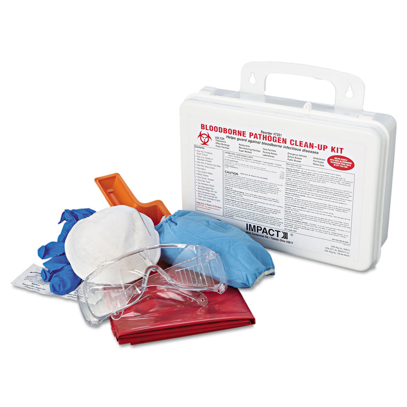 Impact Bloodborne Pathogen Cleanup Kit, 10 x 7 x 2.5, OSHA Compliant, Plastic Case