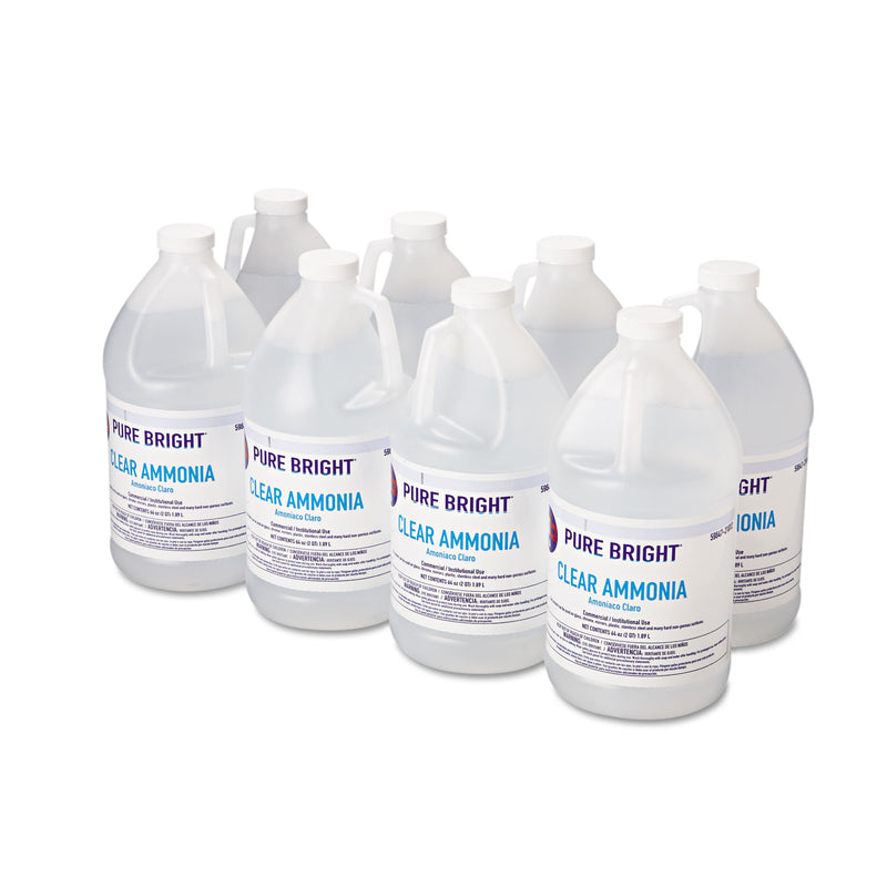 Pure Bright Clear Ammonia, 64 oz Bottle, 8/Carton