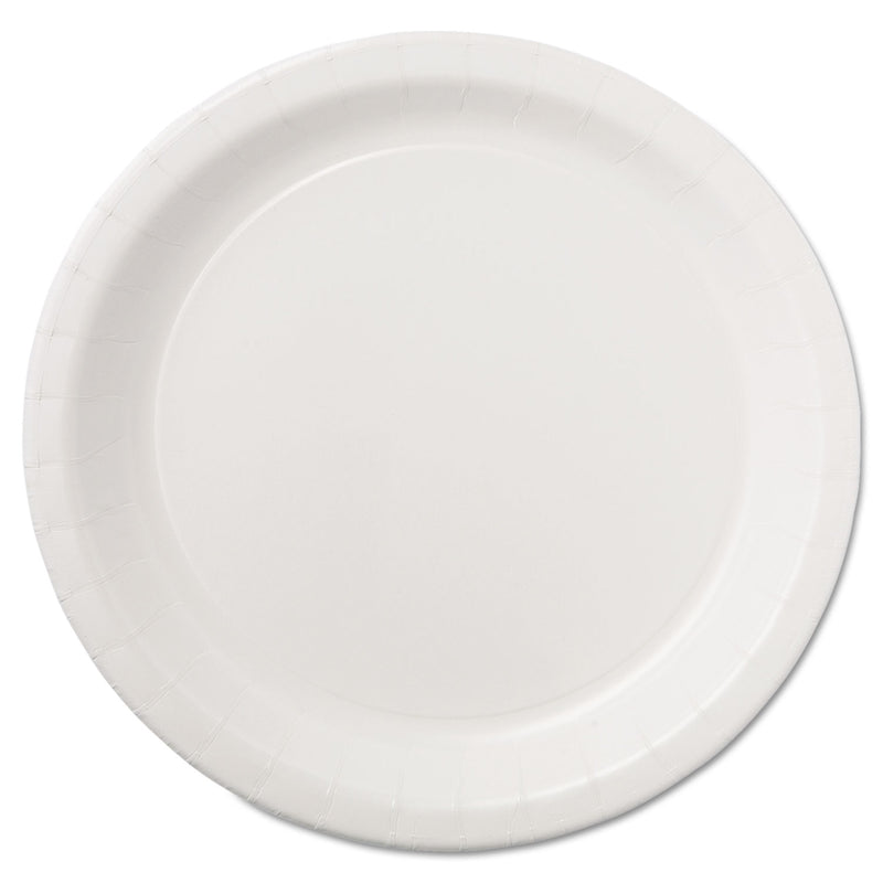 Hoffmaster Coated Paper Dinnerware, Plate, 9" dia, White, 50/Pack, 10 Packs/Carton