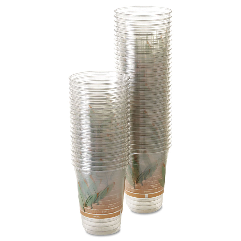 Dart Bare Eco-Forward RPET Cold Cups, 16 oz to 18 oz, Leaf Design, Clear, 50/Pack, 20 Packs/Carton