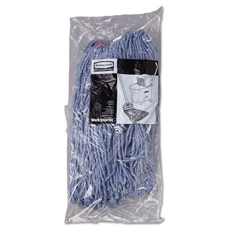 Rubbermaid Cotton/Synthetic Cut-End Blend Mop Head, 16 oz, 1" Band, Blue, 12/Carton