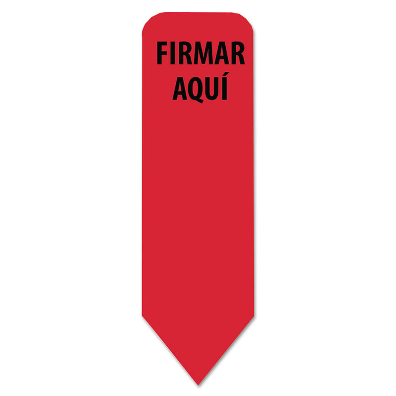 Redi-Tag Arrow Message Page Flags in Dispenser, "FIRMAR AQUI", Red, 120 Flags/Pack