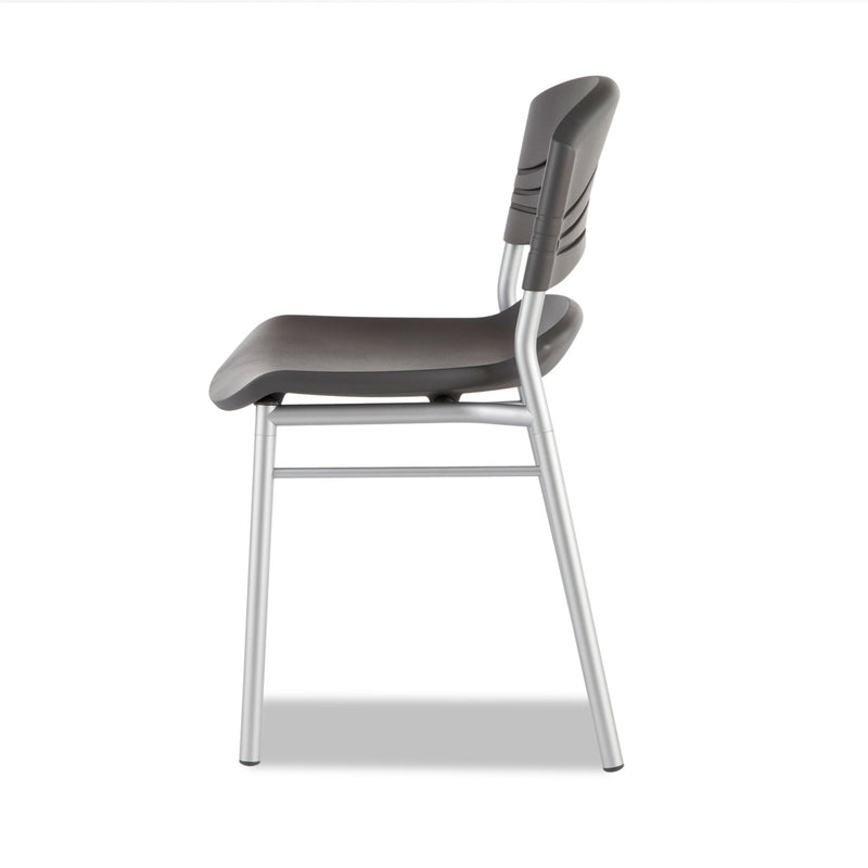 Iceberg CafeWorks Chair, Supports Up to 225 lb, Graphite Seat/Back, Silver Base, 2/Carton