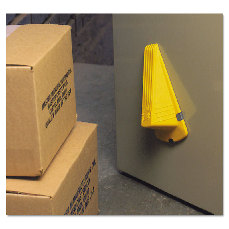 Master Caster Giant Foot Magnetic Doorstop, No-Slip Rubber Wedge, 3.5w x 6.75d x 2h, Yellow