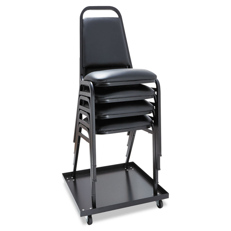 Alera Padded Steel Stacking Chair, Supports Up to 250 lb, Black, 4/Carton