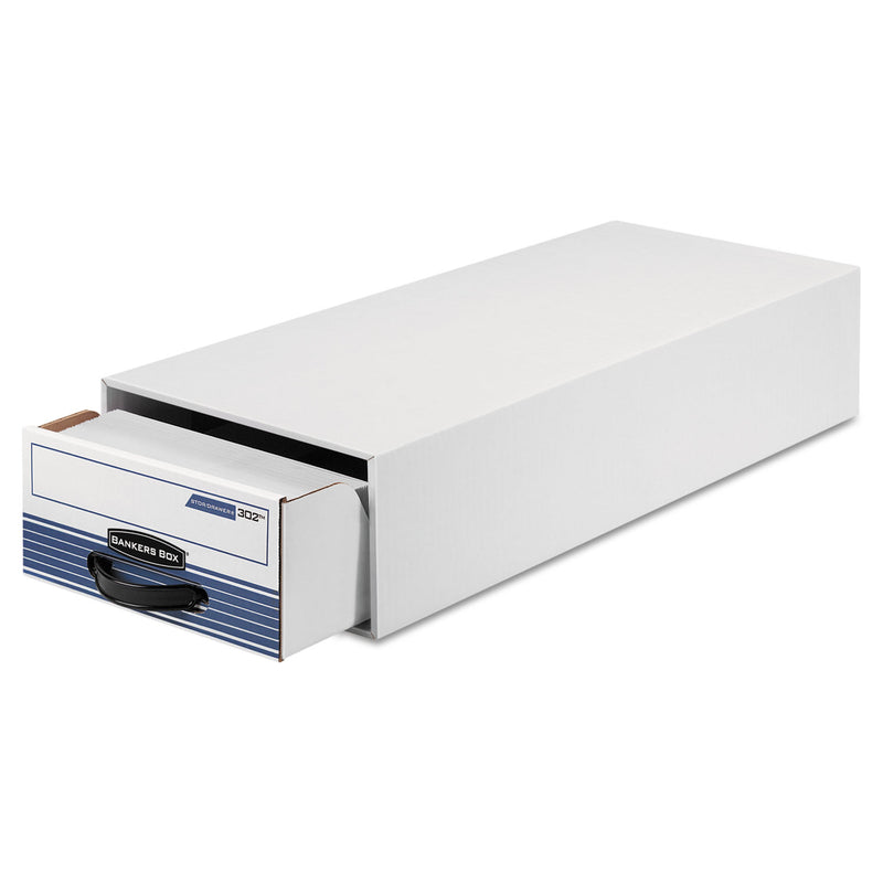 Bankers Box STOR/DRAWER STEEL PLUS Extra Space-Savings Storage Drawers, 10.5" x 25.25" x 5.25", White/Blue, 12/Carton