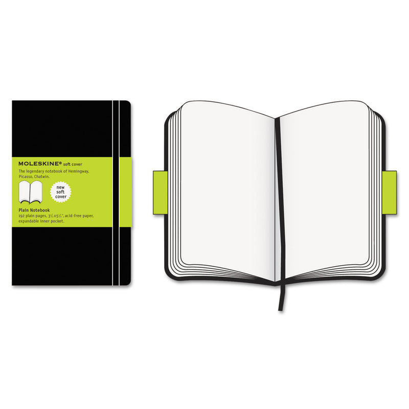 Moleskine Classic Softcover Notebook, 1 Subject, Unruled, Black Cover, 5.5 x 3.5, 192 Sheets