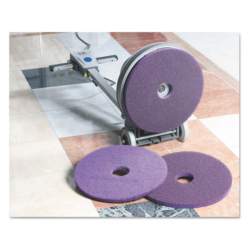 Scotch-Brite Diamond Floor Pads, 20" Diameter, Purple, 5/Carton