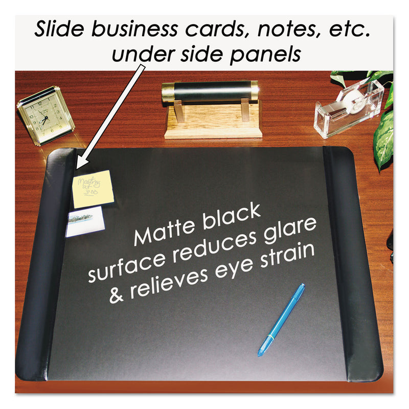 Artistic Executive Desk Pad with Antimicrobial Protection, Leather-Like Side Panels, 36 x 20, Black