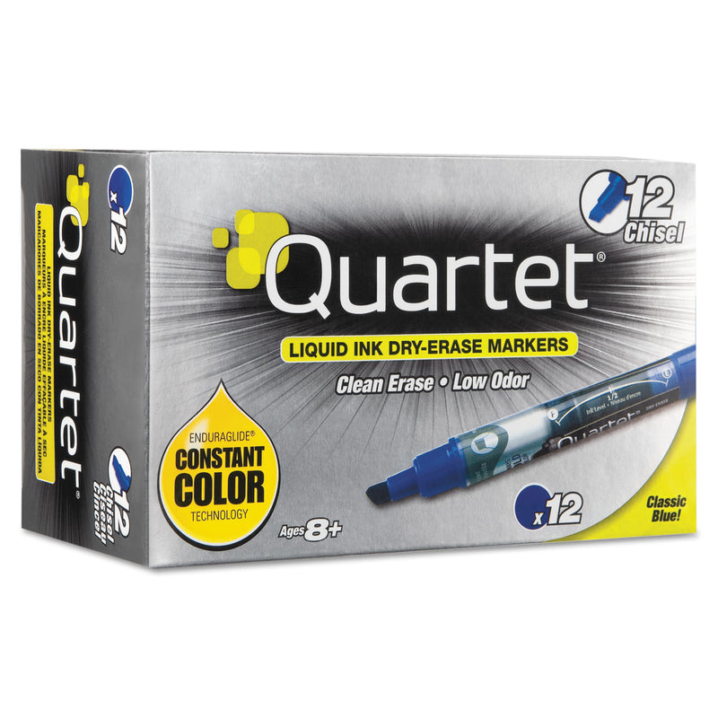 Quartet EnduraGlide Dry Erase Marker, Broad Chisel Tip, Blue, Dozen
