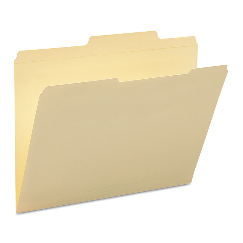 Smead Reinforced Guide Height File Folders, 2/5-Cut Tabs: Right of Center Position, Letter Size, 0.75" Expansion, Manila, 100/Box