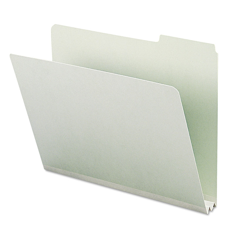 Smead Expanding Recycled Heavy Pressboard Folders, 1/3-Cut Tabs: Assorted, Letter Size, 2" Expansion, Gray-Green, 25/Box