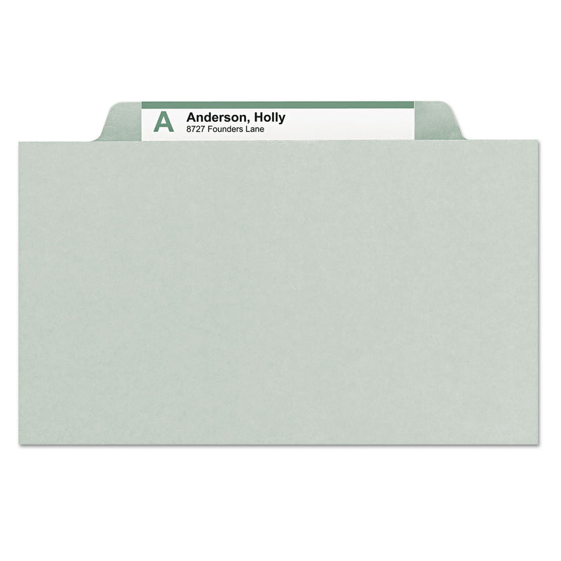 Smead Expanding Recycled Heavy Pressboard Folders, 1/3-Cut Tabs: Assorted, Legal Size, 2" Expansion, Gray-Green, 25/Box