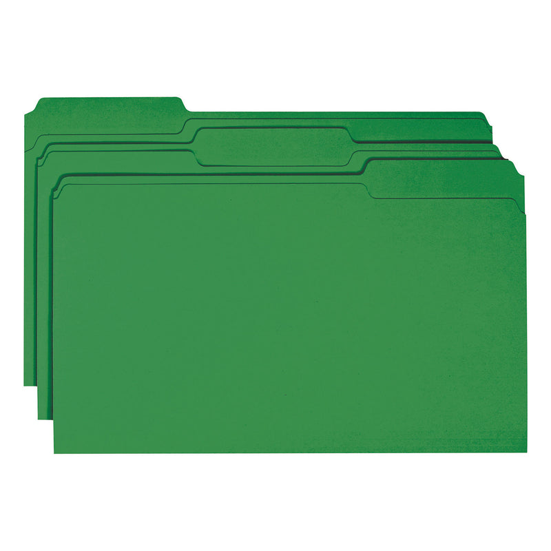 Smead Colored File Folders, 1/3-Cut Tabs: Assorted, Legal Size, 0.75" Expansion, Green, 100/Box