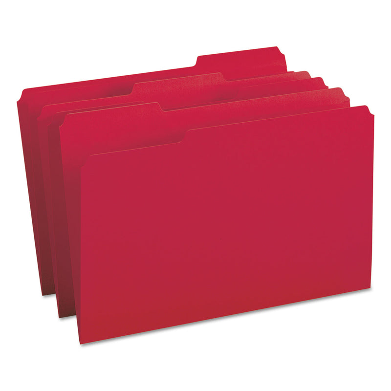 Smead Colored File Folders, 1/3-Cut Tabs: Assorted, Legal Size, 0.75" Expansion, Red, 100/Box