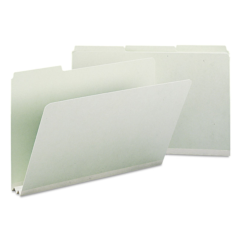 Smead Expanding Recycled Heavy Pressboard Folders, 1/3-Cut Tabs: Assorted, Legal Size, 2" Expansion, Gray-Green, 25/Box