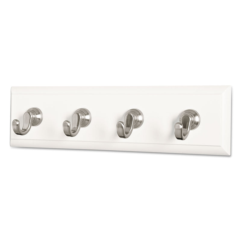 Command Decorative Key Rail, Plastic, Quartz/Silver, 8 x 1.5 x 2.13, 4 Hooks/Pack