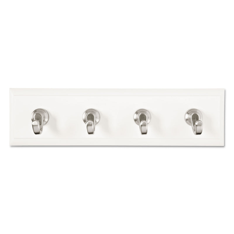 Command Decorative Key Rail, Plastic, Quartz/Silver, 8 x 1.5 x 2.13, 4 Hooks/Pack