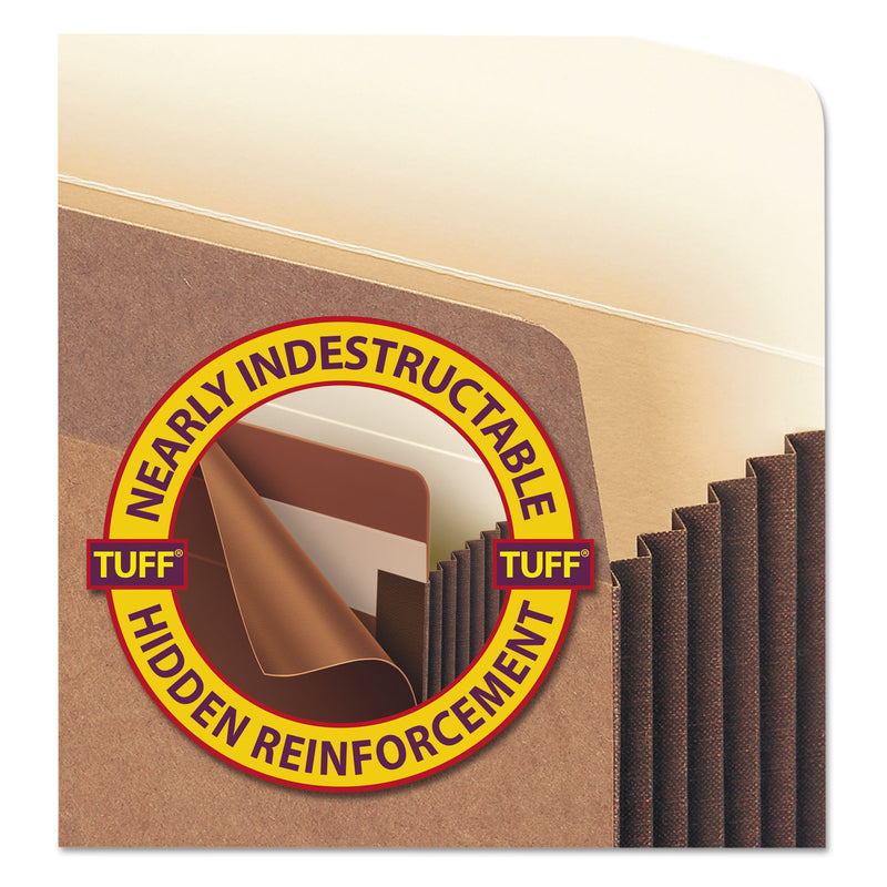 Smead Redrope TUFF Pocket Drop-Front File Pockets with Fully Lined Gussets, 7" Expansion, Legal Size, Redrope, 5/Box