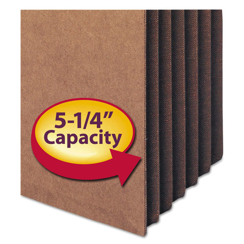 Smead Redrope Drop-Front File Pockets with Fully Lined Gussets, 5.25" Expansion, Legal Size, Redrope, 10/Box