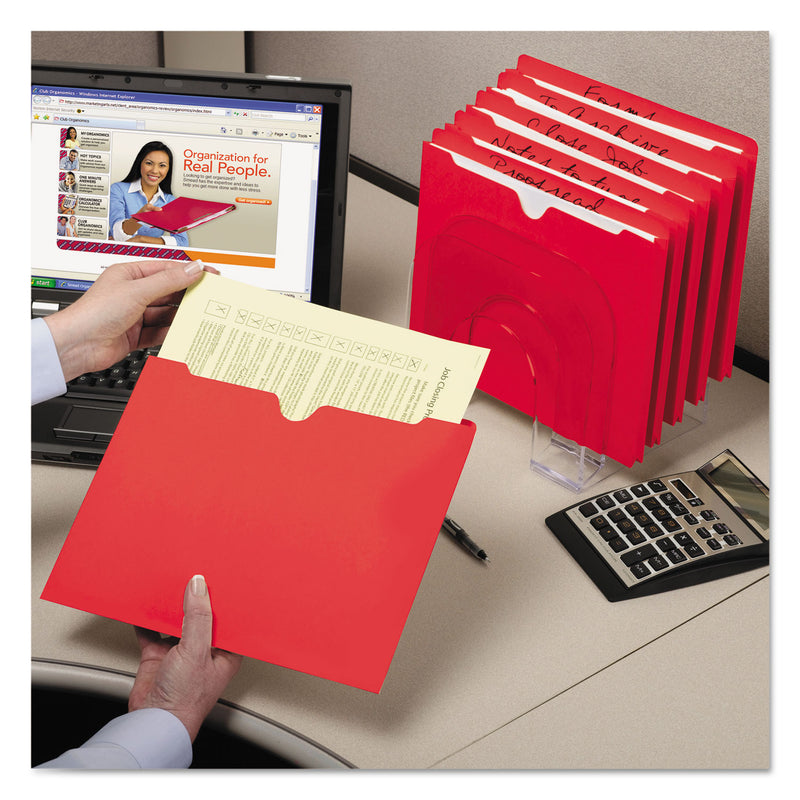 Smead Colored File Jackets with Reinforced Double-Ply Tab, Straight Tab, Letter Size, Red, 100/Box