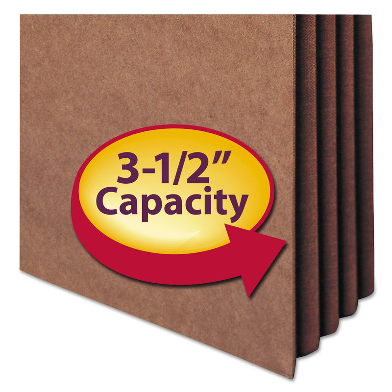 Smead Redrope TUFF Pocket Drop-Front File Pockets with Fully Lined Gussets, 3.5" Expansion, Letter Size, Redrope, 10/Box