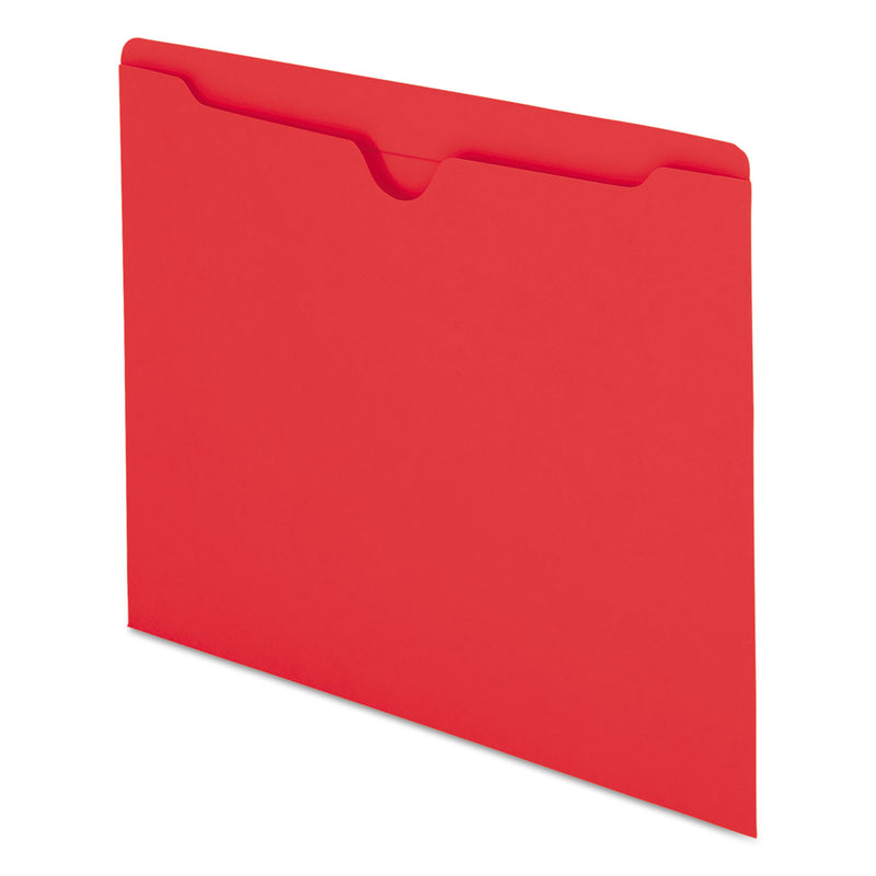 Smead Colored File Jackets with Reinforced Double-Ply Tab, Straight Tab, Letter Size, Red, 100/Box