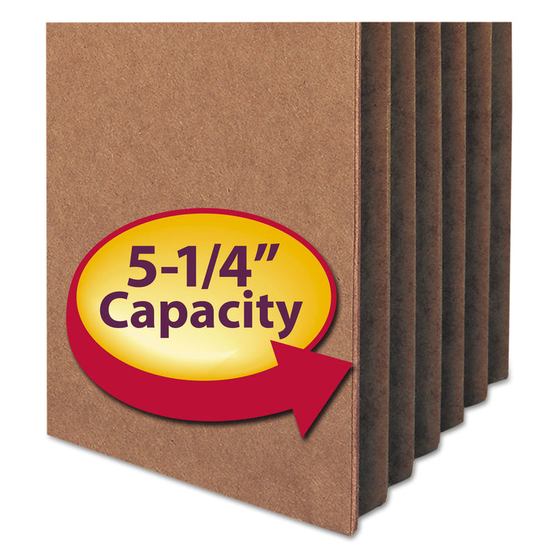 Smead Recycled Top Tab File Pockets, 5.25" Expansion, Letter Size, Redrope, 10/Box