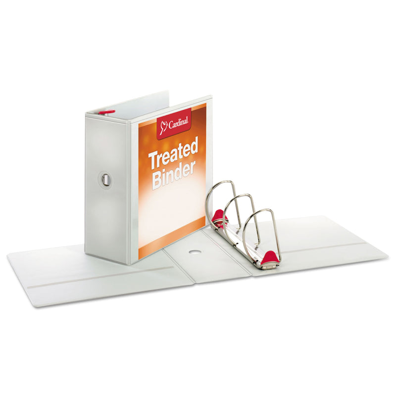 Cardinal Treated ClearVue Locking Slant-D Ring Binder, 3 Rings, 5" Capacity, 11 x 8.5, White