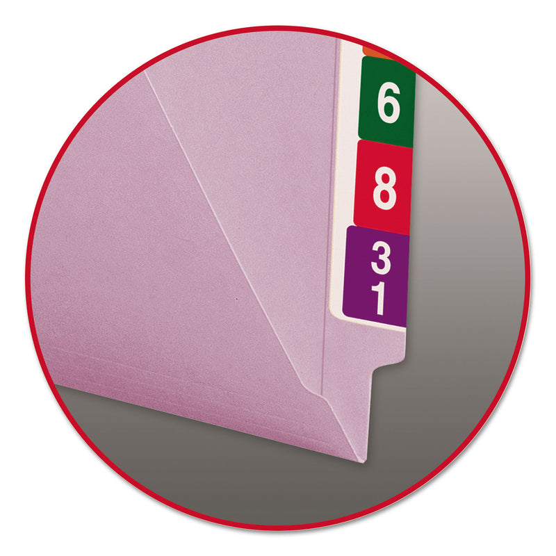 Smead Shelf-Master Reinforced End Tab Colored Folders, Straight Tabs, Letter Size, 0.75" Expansion, Lavender, 100/Box