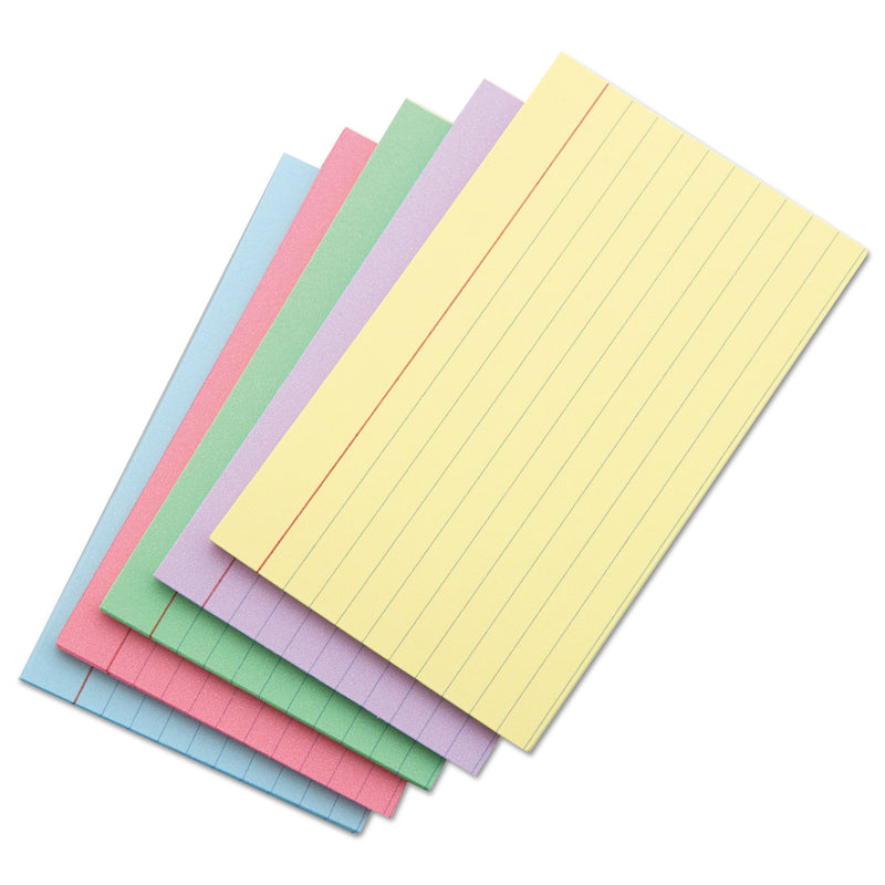 Universal Index Cards, Ruled, 5 x 8, Assorted, 100/Pack