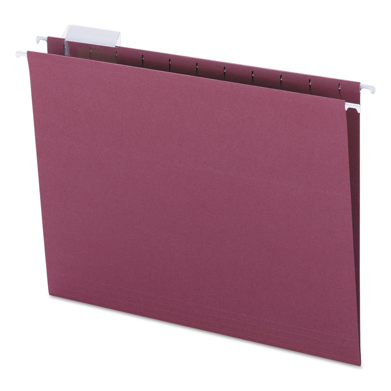 Smead Colored Hanging File Folders with 1/5 Cut Tabs, Letter Size, 1/5-Cut Tabs, Maroon, 25/Box